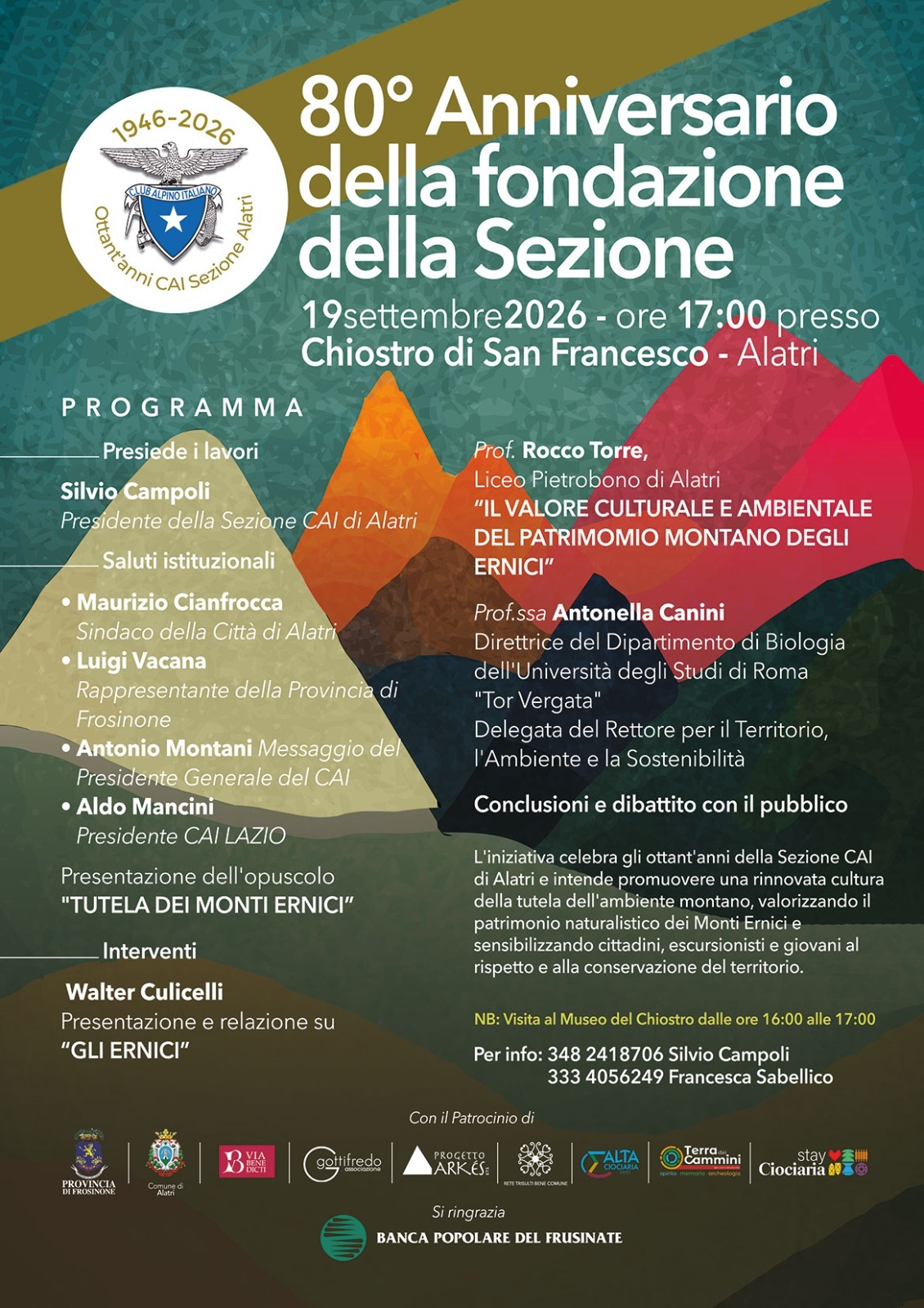 80° Anniversario della fondazione della Sezione CAI di Alatri